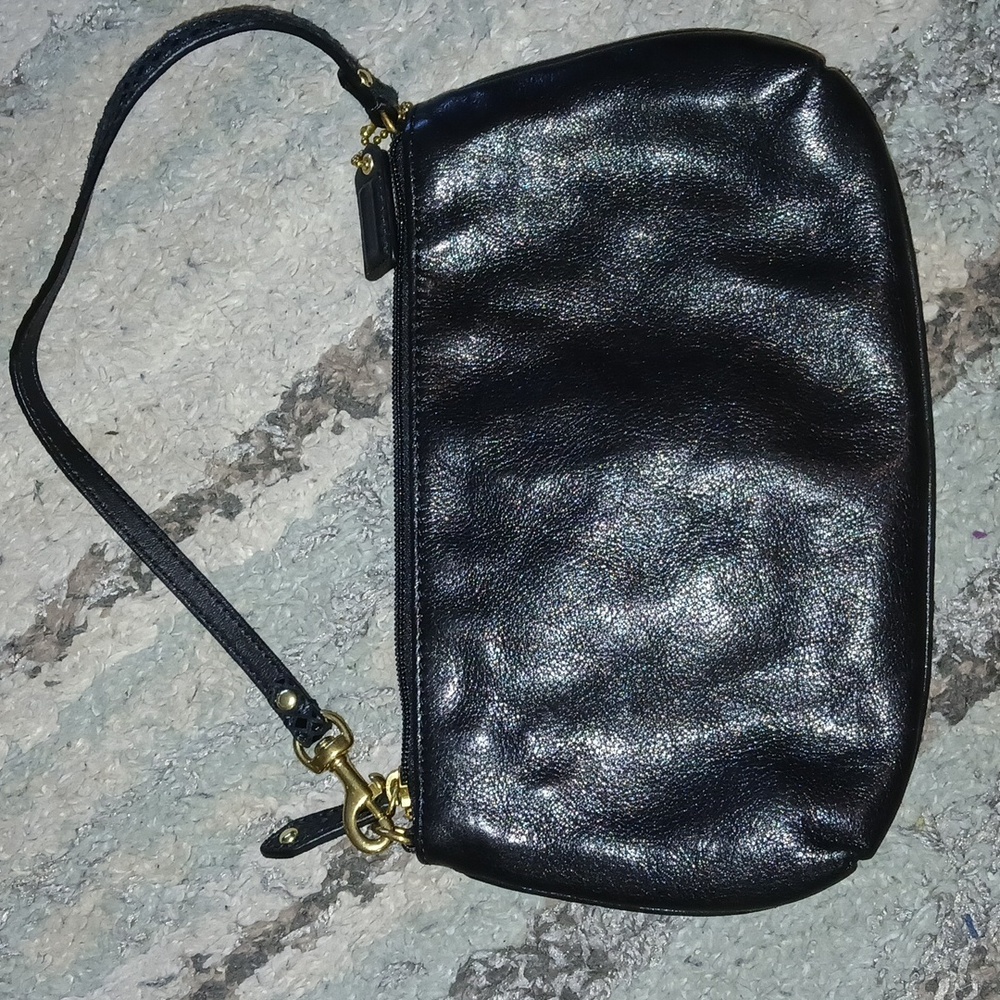 Coach Black Leather Shoulder Bag with Gold Accents - Picture 3 of 5